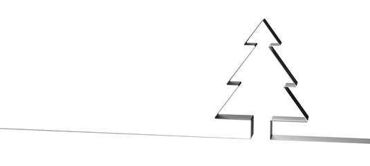 Continuous one line of abstract fir tree in silhouette. Minimalist. Merry christmas and happy new year
