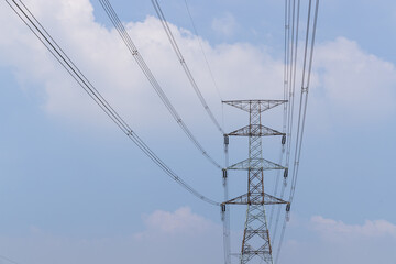 High voltage transmission towers line