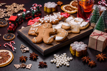 Hot mulled wine with a slice of orange, with cinnamon, cloves and other spices