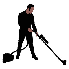 Young man with vacuum cleaner