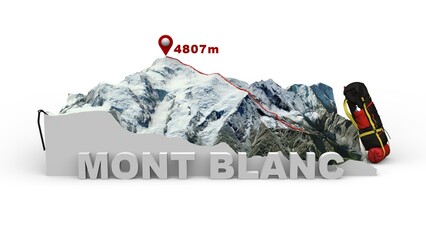 3d map of mont blanc for mountaineering - obrazy, fototapety, plakaty