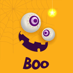Funny Halloween greeting card monster eyes. Vector illustration