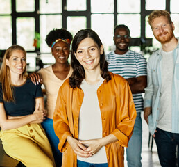 business meeting businesswoman woman young office team colleague group teamwork portrait...