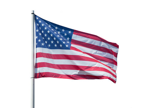 American flag Stars and Stripes blowing in the wind isolated on transparent background