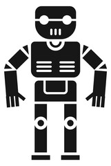 Toy robot icon. Funny android. Black cyborg