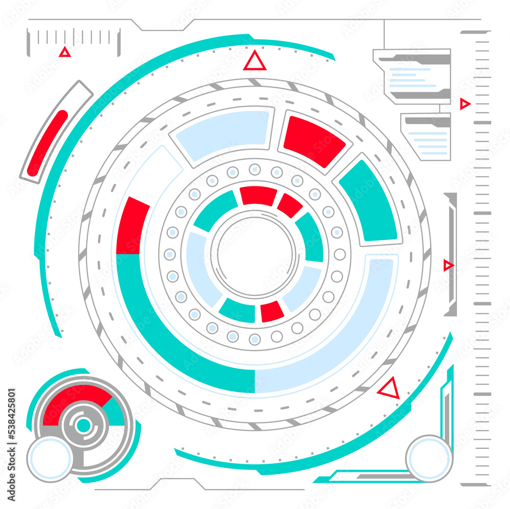 Poster user interface elements. digital hud with circular scale