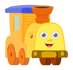 Toy train. Cute funny locomotive. Cartoon character