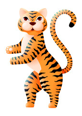 Fototapeta na wymiar Cartoon tiger character. Asian symbol. Chinese 2022 year mascot