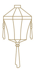 Lamp hanging from ceiling. East asian lantern. Golden line icon
