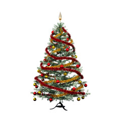Christmas tree with decorations, isolate on a transparent background, 3d illustration, cg render