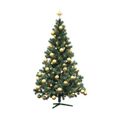 Christmas tree with decorations, isolate on a transparent background, 3d illustration, cg render - 538428464