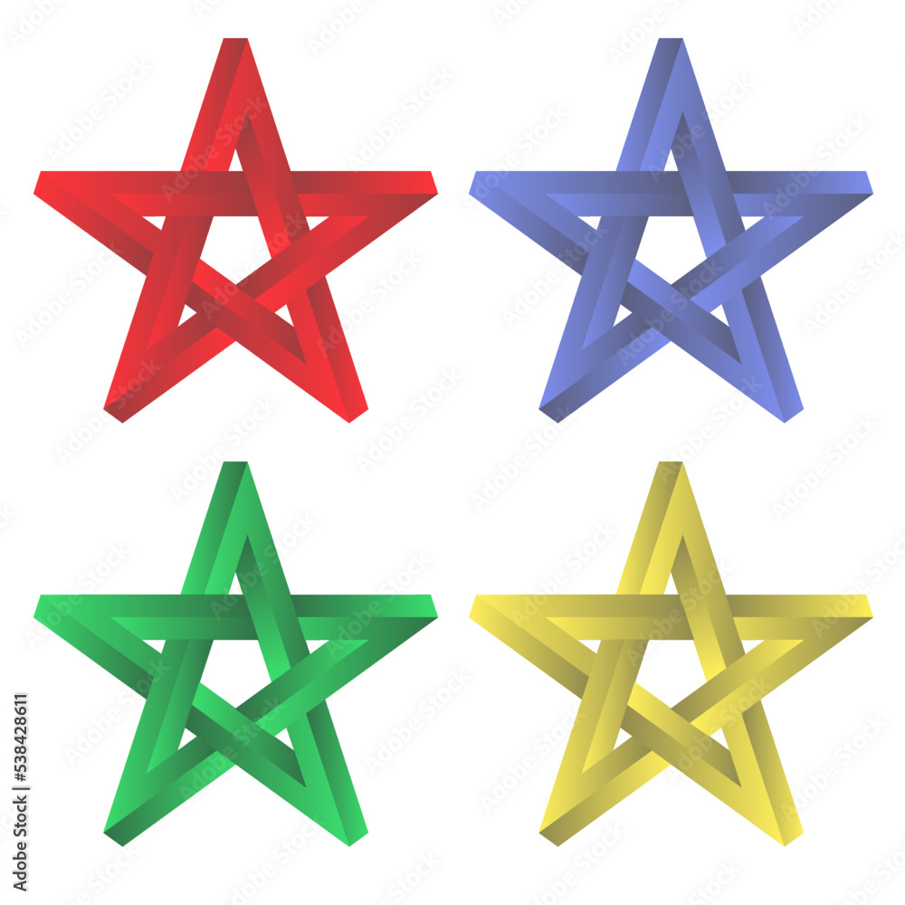 Wall mural Pentagram sign five pointed star icon. Magical symbol of faith. Simple flat colored illustration.