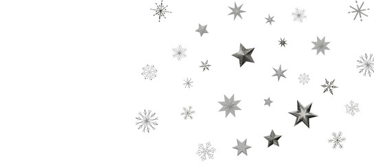 Snowflakes and bokeh lights on the blue Merry Christmas background. 3D render