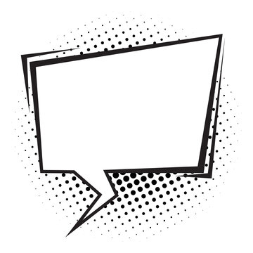 Square speech bubble template. Blank chat message in pop art style