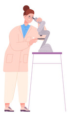 Laboratory worker looking in microscope. Scientist research concept