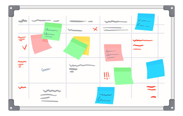 Board with color stickers. Cartoon task management concept © ssstocker