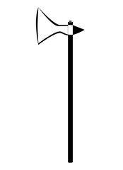 Axe in outline style. Warrior equipment. Lineart PNG illustration.