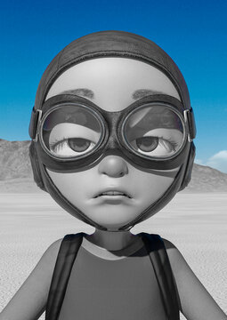 little boy cartoon doing a depressed expression