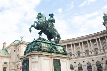 Fototapeta na wymiar Vienna, Austria. Famous Hofburg Palace with Heldenplatz in Wien, austrian capital city.