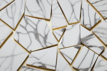 White marble pieces on a golden background