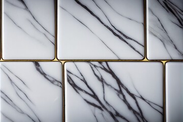 White marble tiles with golden background
