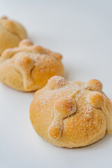 Bread of the dead. Pan de muertos. Isolated in white background.