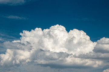 Background, blue sky with white cumulus cloud
