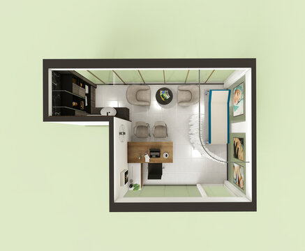 Surgery clinic doctors office isometric floor plan top view