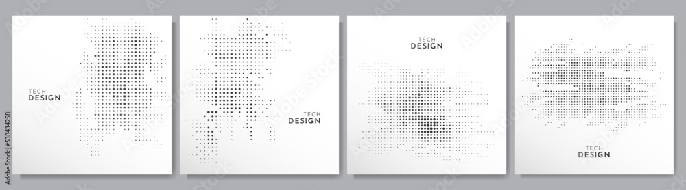 Aufkleber vector illustration. set of halftone dots banners. dotted spots using halftone circle. pattern textu