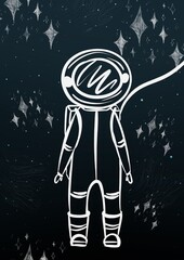Naklejka premium Space illustration, an astronaut on a dark blue background