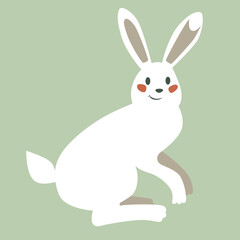 White rabbit bunny. Christmas cute hare.