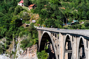 Durdevica bridge through the Tara river canyon. Durmitor National Park. Montenegro.