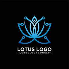 Lotus logo design with technology concept