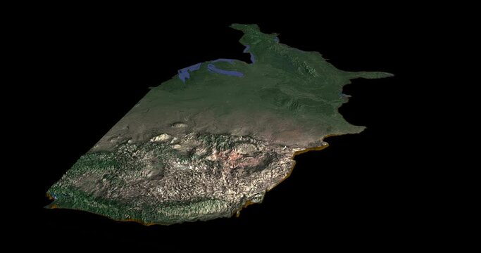 USA map rotate 360 loop ccw with 3d relief 4K satellite ground height