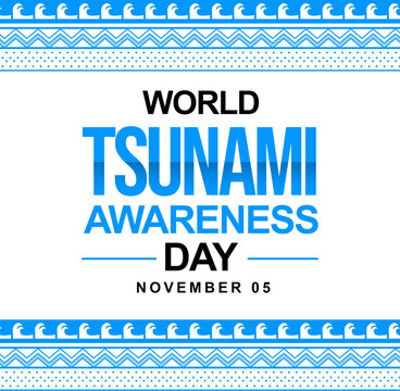 World Tsunami Awareness Day Wallpaper in traditional border style with blue watercolor waves in it. Tsunami awareness day backdrop