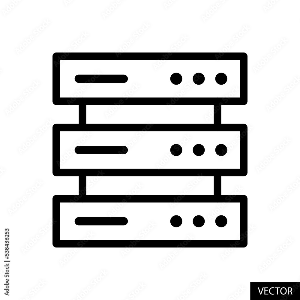 Poster server, database vector icon in line style design for website, app, ui, isolated on white background