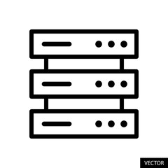 Server, Database vector icon in line style design for website, app, UI, isolated on white background. Editable stroke. Vector illustration.
