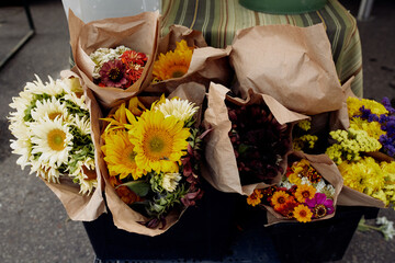 Flowers for sale at a local farmers market in Downtown Aspen, Colorado