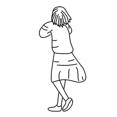 girl black watching scenery wind