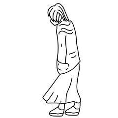 girl black watching scenery wind