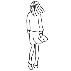 girl black watching scenery wind