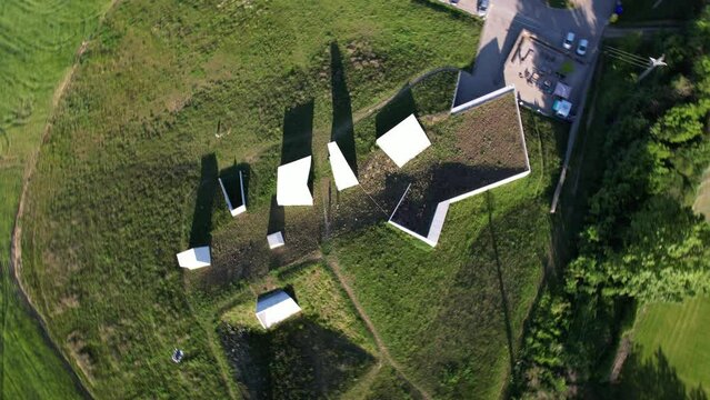 Archeopark Pavlov. Famous landmark on South Moravia. Czech Republic, Central Europe.CHKO Palava, Pavlov,prehistory museum,archeological park Morava vineyards,aerial panorama view