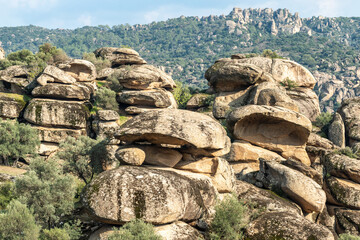 Rock boulders piled upon each other in Cine valley in Aydin province of Turkey.