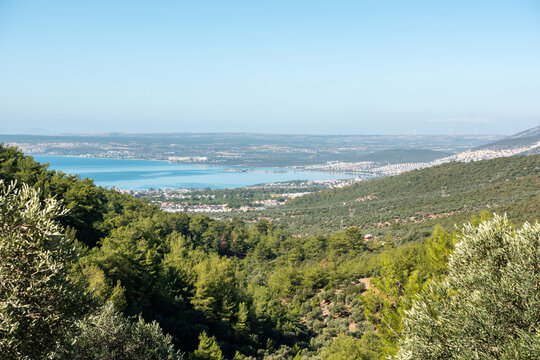 View toward Akbuk settlement in Aydin province of Turkey.