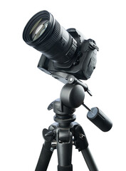 DSLR camera on tripod,