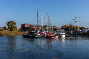 Fototapeta na wymiar View of the Sienna Grobla marina in Gdansk