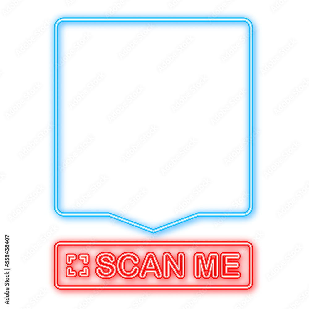 Poster qr code for smartphone. inscription scan me with smartphone icon. qr code for payment. neon icon. ve