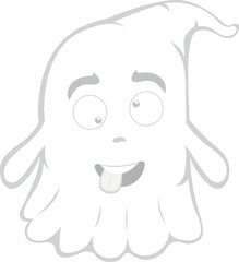 Vector illustration of a cartoon ghost with a crazy expression
