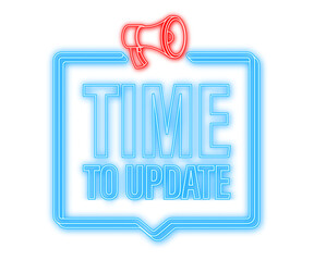 System software update or upgrade. Banner new update. Time to Update. Neon icon. Vector illustration