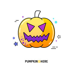 Halloween pumpkin icon vector. Jack-O-Lantern